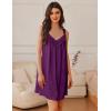 Ekouaer Women’s Satin Silk Nightgown V Neck Sexy Nightdress Tank Sleeveless Sleepshirt Lace Sleep Dress Nightwear S-XXXL(Purple)