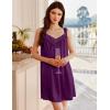 Ekouaer Women’s Satin Silk Nightgown V Neck Sexy Nightdress Tank Sleeveless Sleepshirt Lace Sleep Dress Nightwear S-XXXL(Purple)