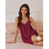 Ekouaer Women’s Satin Silk Nightgown V Neck Sexy Nightdress Tank Sleeveless Sleepshirt Lace Sleep Dress Nightwear S-XXXL(Red)