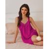 Ekouaer Women’s Satin Silk Nightgown V Neck Sexy Nightdress Tank Sleeveless Sleepshirt Lace Sleep Dress Nightwear S-XXXL(Rose Red)