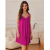 Ekouaer Women’s Satin Silk Nightgown V Neck Sexy Nightdress Tank Sleeveless Sleepshirt Lace Sleep Dress Nightwear S-XXXL(Rose Red)