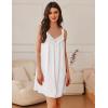 Ekouaer Women’s Satin Silk Nightgown V Neck Sexy Nightdress Tank Sleeveless Sleepshirt Lace Sleep Dress Nightwear S-XXXL(White)