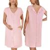 Ekouaer Labor/Delivery/Hospital Gown Nursing Nightgown Maternity Sleepwear With Pockets Postpartum Gowns with Button S-XXL(Pink)