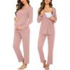 Ekouaer Maternity Nursing Pajama Sets Labor Delivery Pjs Long Sleeve Breastfeeding Pajamas Pregnancy Sleepwear Set(Mauve)