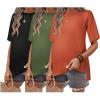 Ekouaer Maternity Shirts 3 Packs Short Sleeve Womens Oversized Pregnancy Tops Split Side Postpartum Blouse Clothes S-XXL(Black/Army Green/Brick Red)