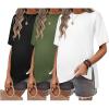 Ekouaer Maternity Shirts 3 Packs Short Sleeve Womens Oversized Pregnancy Tops Split Side Postpartum Blouse Clothes S-XXL(Black/Army Green/White)