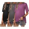 Ekouaer Maternity Shirts 3 Packs Short Sleeve Womens Oversized Pregnancy Tops Split Side Postpartum Blouse Clothes S-XXL(Black/Gray/Gray Purple)