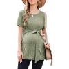 Ekouaer Maternity Tops Short Sleeve Pregnancy Shirts Tee Tunic Casual T Shirt Ribbed Knit Pregnant Clothes(Army-green)