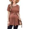 Ekouaer Maternity Tops Short Sleeve Pregnancy Shirts Tee Tunic Casual T Shirt Ribbed Knit Pregnant Clothes(Brick-red)