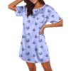 Ekouaer Silk Sleep Shirts for Women Satin Nightshirt Tshirt Nightgown Sleepwear Shirt Dress With Chest Pocket S-2XL(Butterfly Blue)
