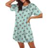Ekouaer Silk Sleep Shirts for Women Satin Nightshirt Tshirt Nightgown Sleepwear Shirt Dress With Chest Pocket S-2XL(Butterfly Green)
