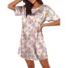 Ekouaer Silk Sleep Shirts for Women Satin Nightshirt Tshirt Nightgown Sleepwear Shirt Dress With Chest Pocket S-2XL(Butterfly Teddy)