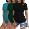 Ekouaer Womens Maternity Shirts Short Sleeve 3 Packs Crew Neck Pregnancy Tee Tops Tunic Blouse Soft Mama Clothes S-XXL(3pcs Green / Teal / Black)