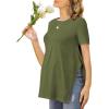 Ekouaer Women’s Maternity Shirts Short Sleeve Pregnancy Tops Blouses Split Side Casual Crewneck Pregnant Tunic Tee(Army Green)