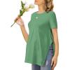 Ekouaer Women’s Maternity Shirts Short Sleeve Pregnancy Tops Blouses Split Side Casual Crewneck Pregnant Tunic Tee(Green)