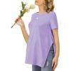 Ekouaer Women’s Maternity Shirts Short Sleeve Pregnancy Tops Blouses Split Side Casual Crewneck Pregnant Tunic Tee(Purple)