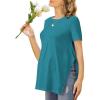 Ekouaer Women’s Maternity Shirts Short Sleeve Pregnancy Tops Blouses Split Side Casual Crewneck Pregnant Tunic Tee(Teal)