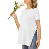 Ekouaer Women’s Maternity Shirts Short Sleeve Pregnancy Tops Blouses Split Side Casual Crewneck Pregnant Tunic Tee(White)