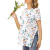 Ekouaer Women’s Maternity Shirts Short Sleeve Pregnancy Tops Blouses Split Side Casual Crewneck Pregnant Tunic Tee(White Lucky Floral)