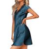 Ekouaer Women’s Satin Nightgown Sleepwear Lace V Neck Side Slits Nightie Short Sleeves Nightshirt(Lake Blue Leopard)
