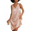 Ekouaer Women’s Satin Silk Nightgown V Neck Nightie Tank Sleepshirt Sleeveless Summer Dress Comfy Loungewear(Champagne)