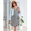 Ekouaer Labor and Delivery Gown for Hospital 3 in 1 Nursing Dress Sleeveless Maternity Snap Button Breastfeeding Nightgown(Navy Striped)