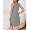 Ekouaer Labor and Delivery Gown for Hospital 3 in 1 Nursing Dress Sleeveless Maternity Snap Button Breastfeeding Nightgown(Navy Striped)