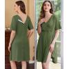Ekouaer Labor and Delivery Gown for Hospital Short Sleeve Maternity Nursing Dress Nightgown with Button S-XXL(Army Green)