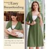 Ekouaer Labor and Delivery Gown for Hospital Short Sleeve Maternity Nursing Dress Nightgown with Button S-XXL(Army Green)