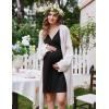 Ekouaer Labor and Delivery Gown for Hospital Short Sleeve Maternity Nursing Dress Nightgown with Button S-XXL(Black)