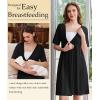 Ekouaer Labor and Delivery Gown for Hospital Short Sleeve Maternity Nursing Dress Nightgown with Button S-XXL(Black)