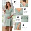 Ekouaer Labor and Delivery Gown for Hospital Short Sleeve Maternity Nursing Dress Nightgown with Button S-XXL(Celadon Green)