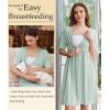 Ekouaer Labor and Delivery Gown for Hospital Short Sleeve Maternity Nursing Dress Nightgown with Button S-XXL(Celadon Green)