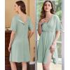 Ekouaer Labor and Delivery Gown for Hospital Short Sleeve Maternity Nursing Dress Nightgown with Button S-XXL(Celadon Green)