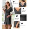 Ekouaer Labor and Delivery Gown for Hospital Short Sleeve Maternity Nursing Dress Nightgown with Button S-XXL(Dark Grey)