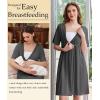 Ekouaer Labor and Delivery Gown for Hospital Short Sleeve Maternity Nursing Dress Nightgown with Button S-XXL(Dark Grey)