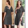 Ekouaer Labor and Delivery Gown for Hospital Short Sleeve Maternity Nursing Dress Nightgown with Button S-XXL(Dark Grey)