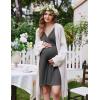 Ekouaer Labor and Delivery Gown for Hospital Short Sleeve Maternity Nursing Dress Nightgown with Button S-XXL(Dark Grey)