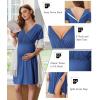 Ekouaer Labor and Delivery Gown for Hospital Short Sleeve Maternity Nursing Dress Nightgown with Button S-XXL(Grey Blue)