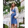 Ekouaer Labor and Delivery Gown for Hospital Short Sleeve Maternity Nursing Dress Nightgown with Button S-XXL(Grey Blue)