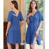 Ekouaer Labor and Delivery Gown for Hospital Short Sleeve Maternity Nursing Dress Nightgown with Button S-XXL(Grey Blue)