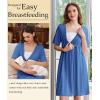 Ekouaer Labor and Delivery Gown for Hospital Short Sleeve Maternity Nursing Dress Nightgown with Button S-XXL(Grey Blue)