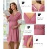 Ekouaer Labor and Delivery Gown for Hospital Short Sleeve Maternity Nursing Dress Nightgown with Button S-XXL(Grey Purple)