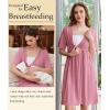 Ekouaer Labor and Delivery Gown for Hospital Short Sleeve Maternity Nursing Dress Nightgown with Button S-XXL(Grey Purple)