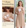 Ekouaer Labor and Delivery Gown for Hospital Short Sleeve Maternity Nursing Dress Nightgown with Button S-XXL(Khaki)