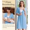 Ekouaer Labor and Delivery Gown for Hospital Short Sleeve Maternity Nursing Dress Nightgown with Button S-XXL(Lake Blue)