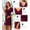 Ekouaer Labor and Delivery Gown for Hospital Short Sleeve Maternity Nursing Dress Nightgown with Button S-XXL(Maroon)