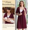 Ekouaer Labor and Delivery Gown for Hospital Short Sleeve Maternity Nursing Dress Nightgown with Button S-XXL(Maroon)