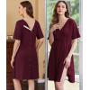 Ekouaer Labor and Delivery Gown for Hospital Short Sleeve Maternity Nursing Dress Nightgown with Button S-XXL(Maroon)