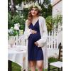 Ekouaer Labor and Delivery Gown for Hospital Short Sleeve Maternity Nursing Dress Nightgown with Button S-XXL(Navy Blue)